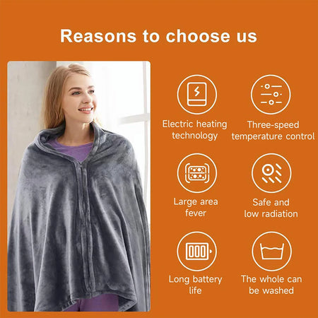Wearable Heating Electric Blanket Shawl - Fast Heating