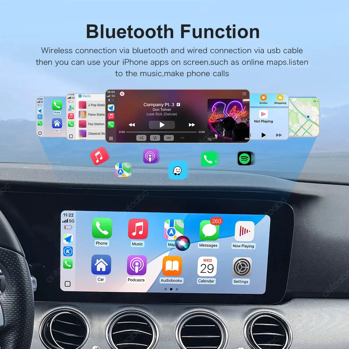 12.3"Multimedia Ultra-thin Screen Wireless CarPlay Android Auto For Mercedes Benz E Class E200 E300 W213 NTG5.5 With BT Airplay by InterCyprus Trading Ltd