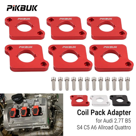 PIKBUK 6 Pcs R8 - 2.0T Ignition Coil Adapter Kit For Audi B5 S4 and C5 A6 - Allroad 2.7T Aluminum by InterCyprus Trading Ltd