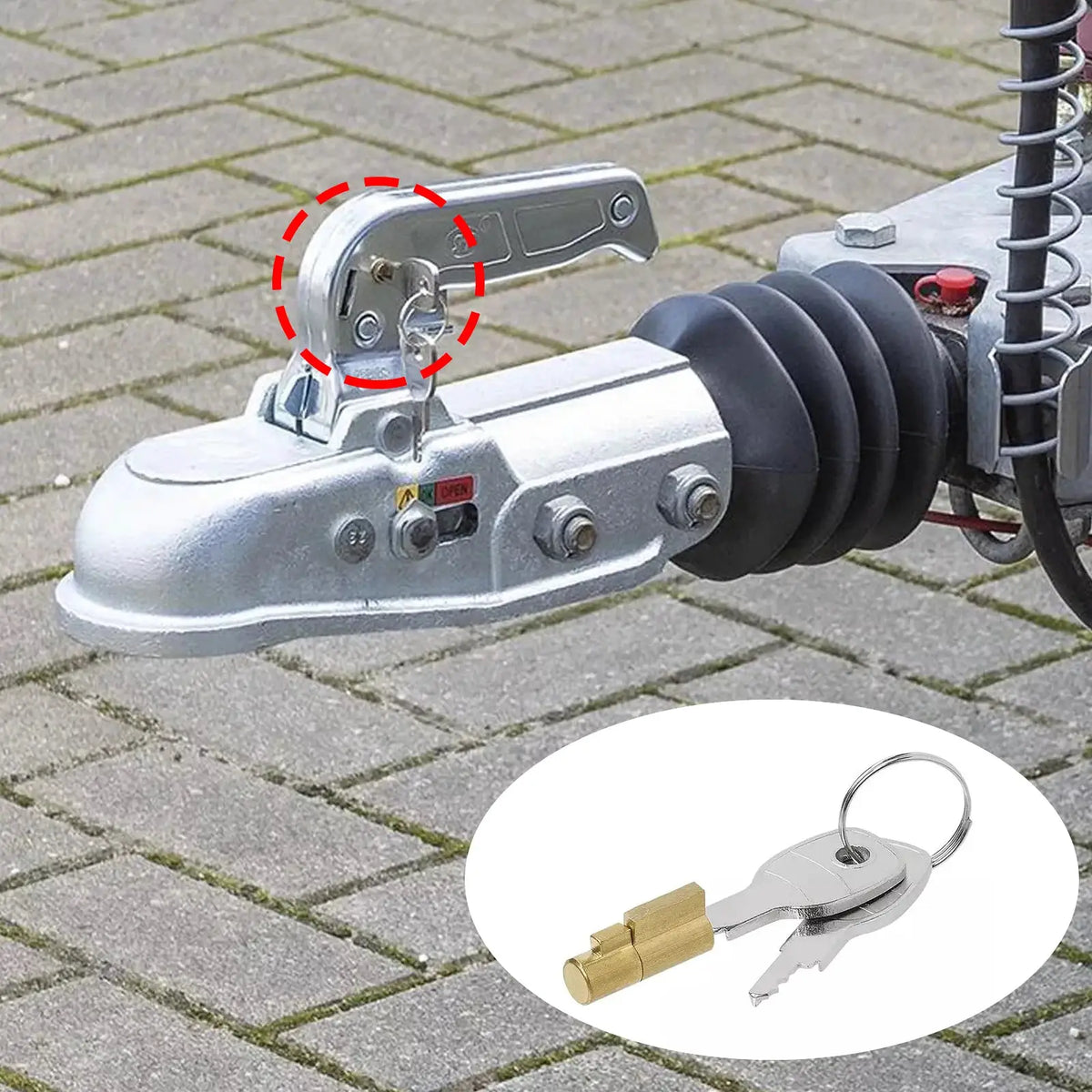 Anti-Theft Trailer Coupling Hitch Lock Insertable Security for Pressed Coupler Heads Caravans RVs with 2 Keys Accessory Part by InterCyprus Trading Ltd