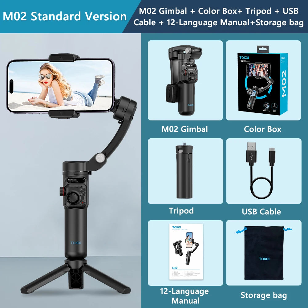M02 3-Axis Handheld Gimbal Stabilizer with Wireless Remote for Smartphone M02 Standard / NO add - Option 1 / CHINA