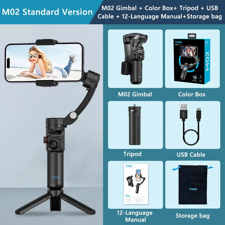 M02 3-Axis Handheld Gimbal Stabilizer with Wireless Remote for Smartphone M02 Standard / NO add - Option 1 / CHINA