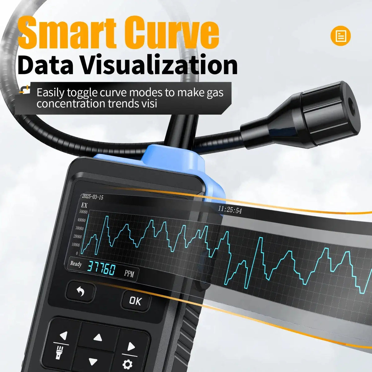 FNIRSI GD02 Gas Leak Detector 50000ppm Alarm Methane Propane