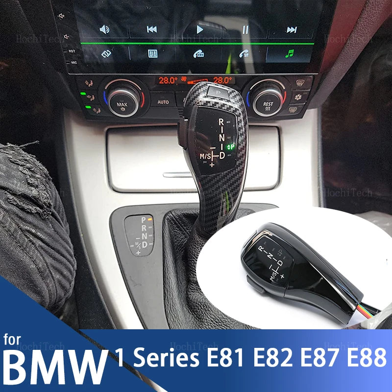 LED pavarų perjungimo rankenėlė su anglies pluošto apdaila BMW 1 serijai E81 E82 E87 E88