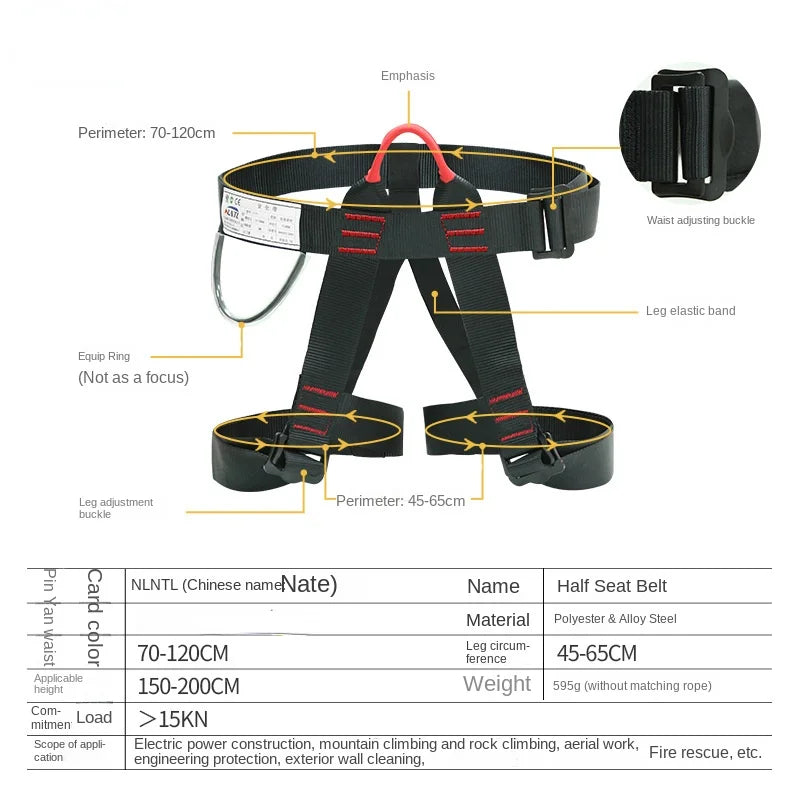 High-Altitude Safety Harness with Back Lanyard for Climbing and Construction
