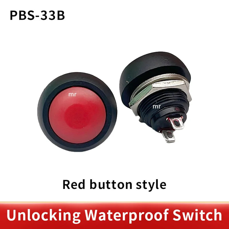 PBS 33B Mini Switch &ndash; Waterproof 12mm Momentary Push Button red pbs-33b