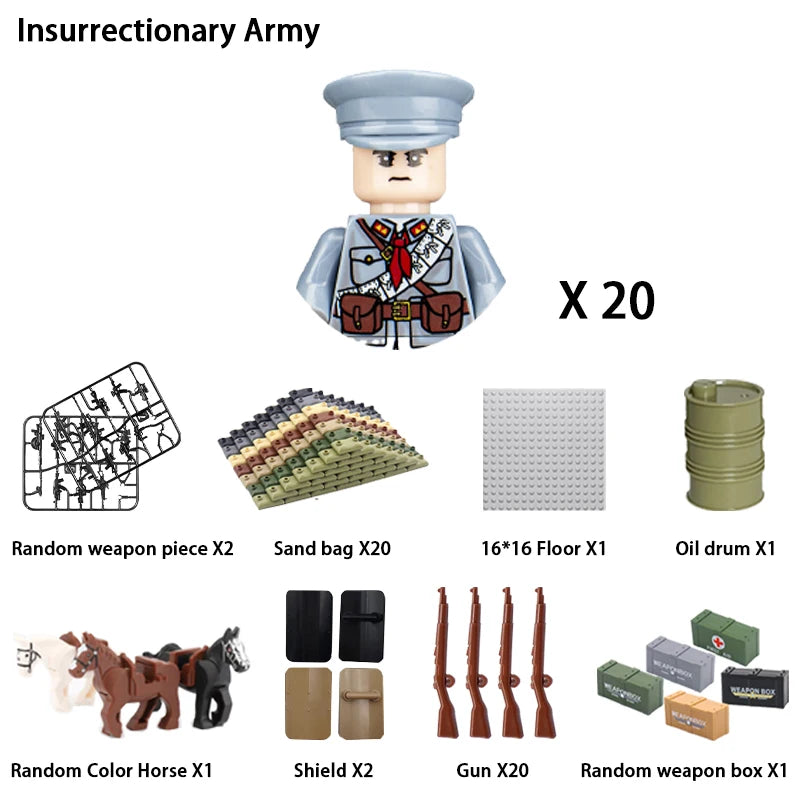 WWII Military Soldier Building Blocks Set - Compatible with Lego, Mini Gun Model Toy for Kids and Collectors