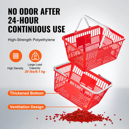 SucceBuy 12PCS Shopping Baskets 21L Plastic &ndash; Eco Friendly