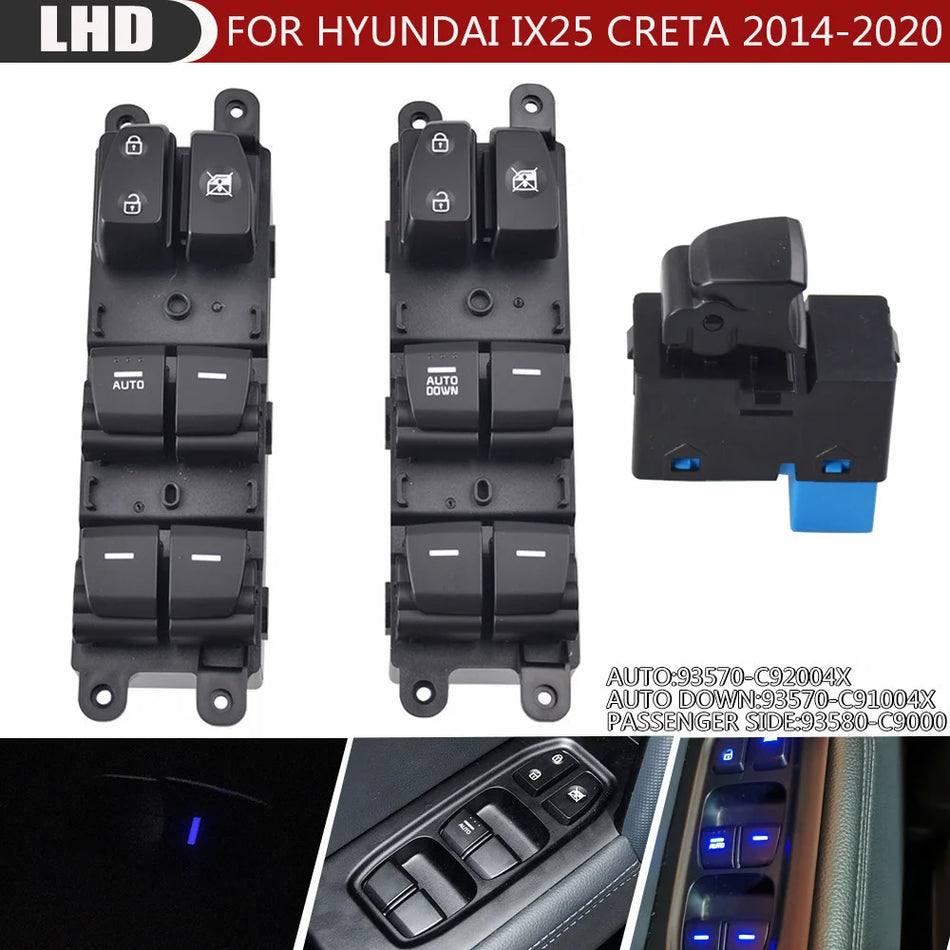 Interrupteur de contrôle maître de fenêtre avant gauche pour Hyundai IX25 Creta 2014-2020