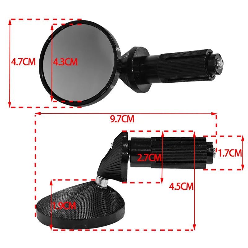 NightKist Motorcycle Handlebar Mini Rearview Mirrors Aluminum Alloy, 2 Pcs