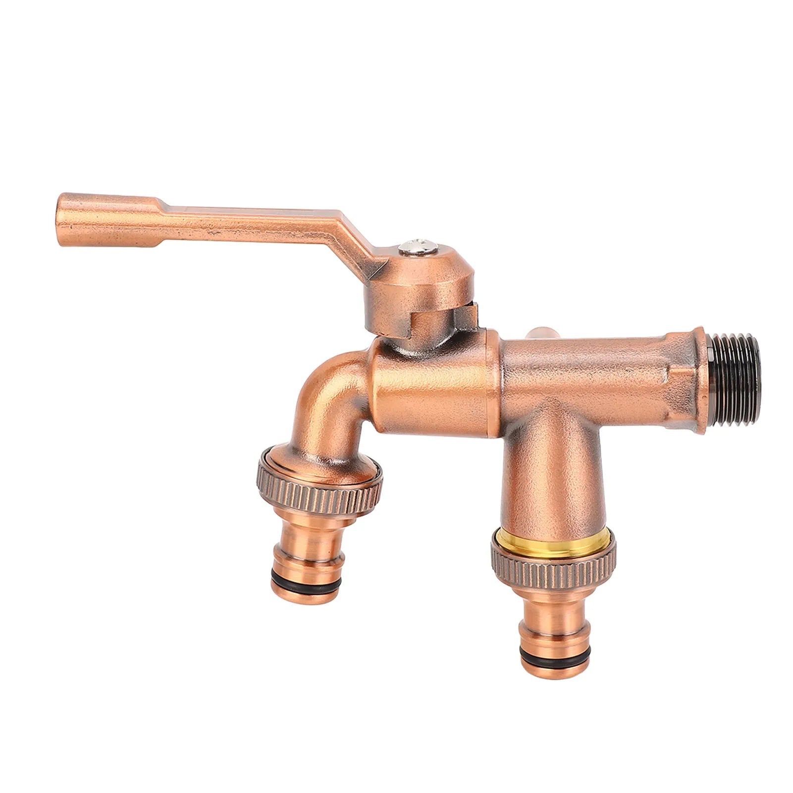 Double Taps Water Faucet Splitter - Brass 2 Way Outlet