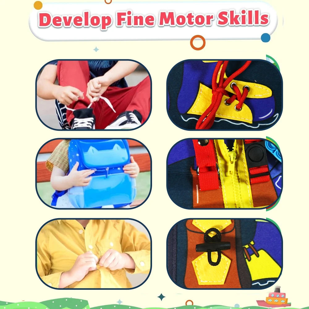 Montessori Busy Board For Kids &ndash; Travel Friendly Fine Motor