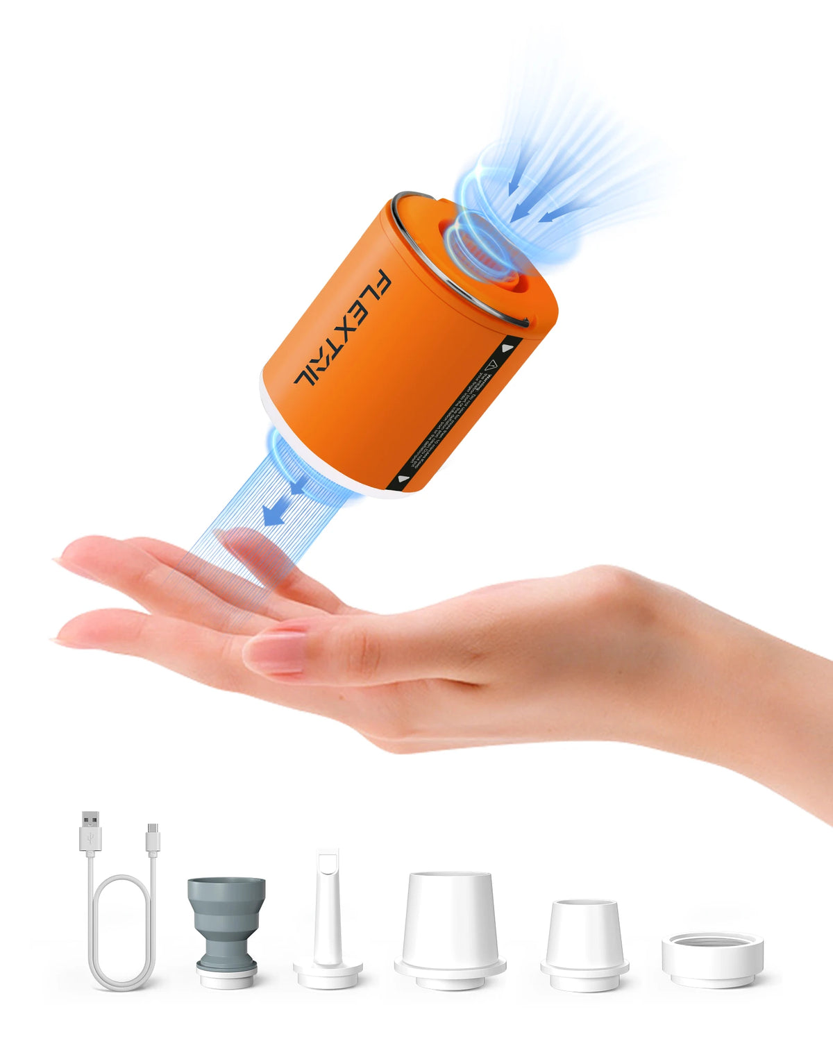 FLEXTAIL TINY PUMP 2 &ndash; Fast Inflation for Outdoor Adventures Orange with Light
