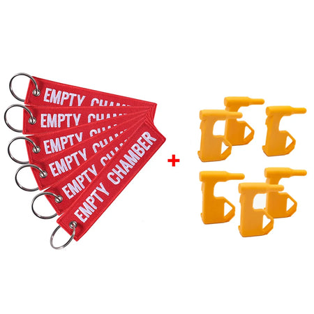 6 Pcs Empty Chamber Key Chains &ndash; Double Sided Embroidered Red 6pc Chains Flags
