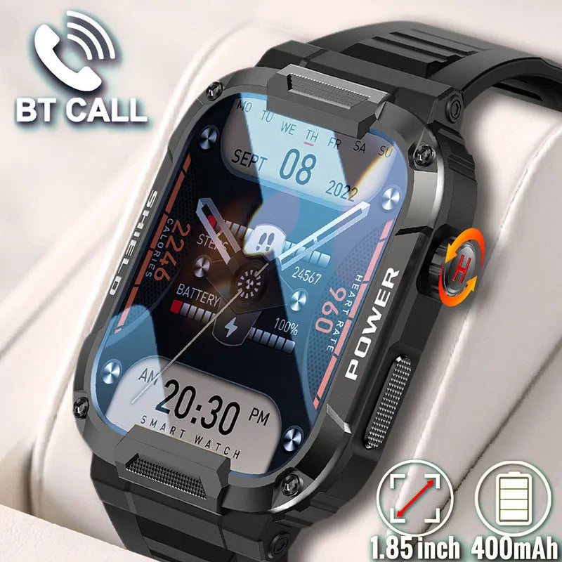 🟠 2023 Men Smart Watch 1,85 '' 400mah Bluetooth Call Health Monitor Play Waterprong Sport Smart Wwatch для iOS Android Phone Outdoor