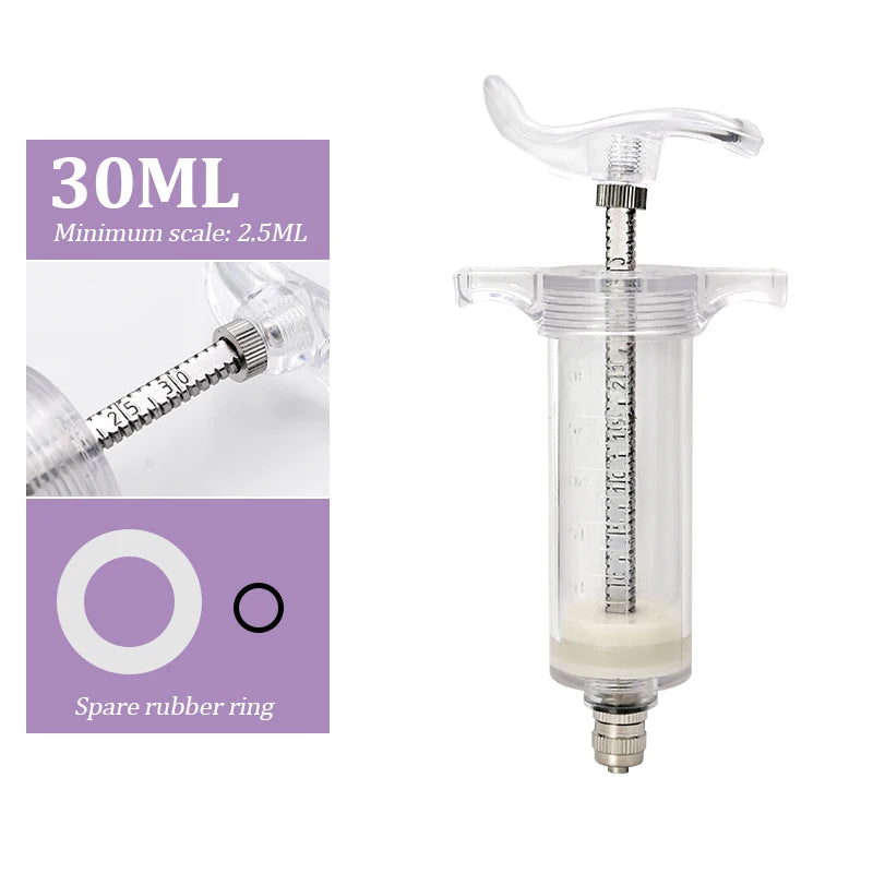 JIECARE Animal Syringe For Farm Animals - Reusable Syringe 30ml plastic