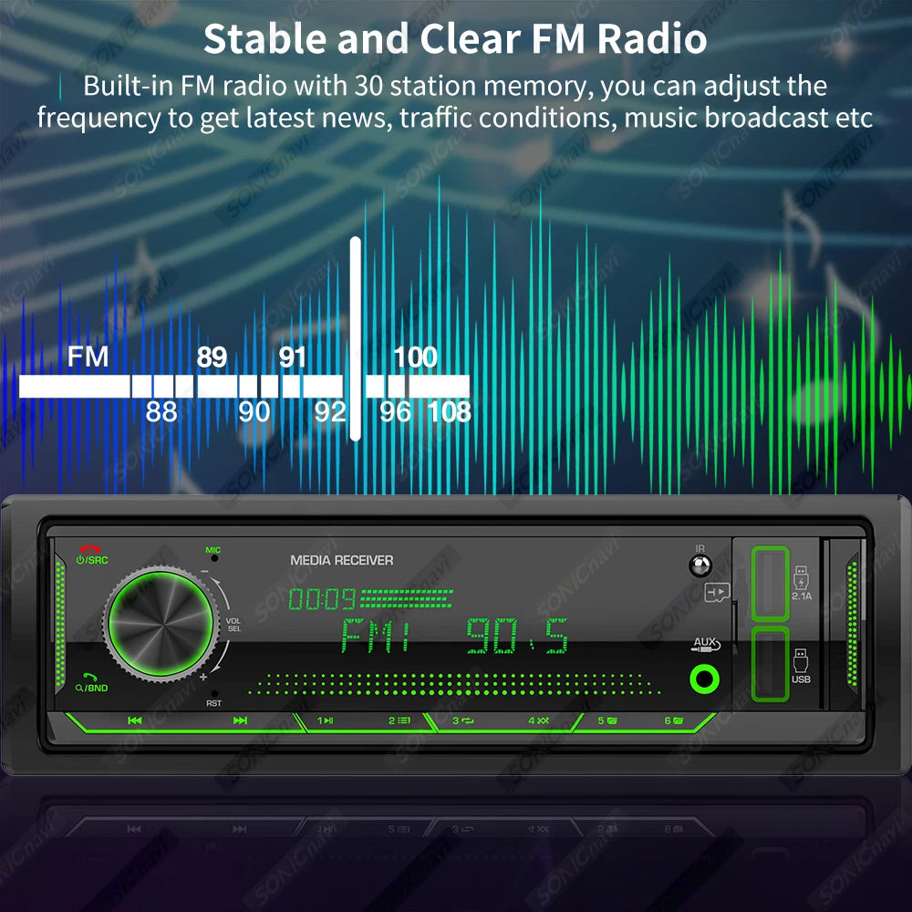AKAMATE 1Din Car Radio MP3 Player &ndash; Bluetooth Stereo