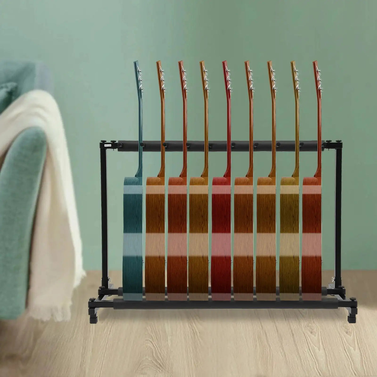 Freestanding Guitar Rack for 9 Guitars &ndash; Adjustable Foot Pads