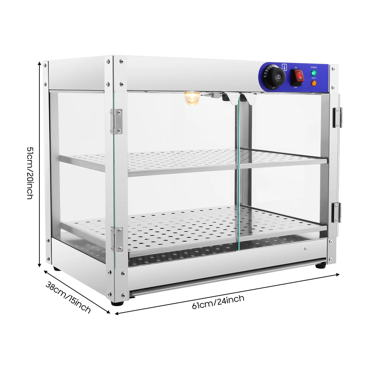 800W Food Warmer Display Cabinet 201 Stainless &ndash; Two Tiers