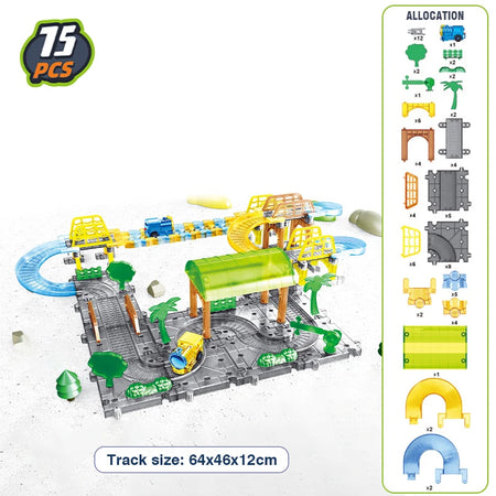 Large Railway Track Play Set &ndash; Educational DIY Assembly 75PCS