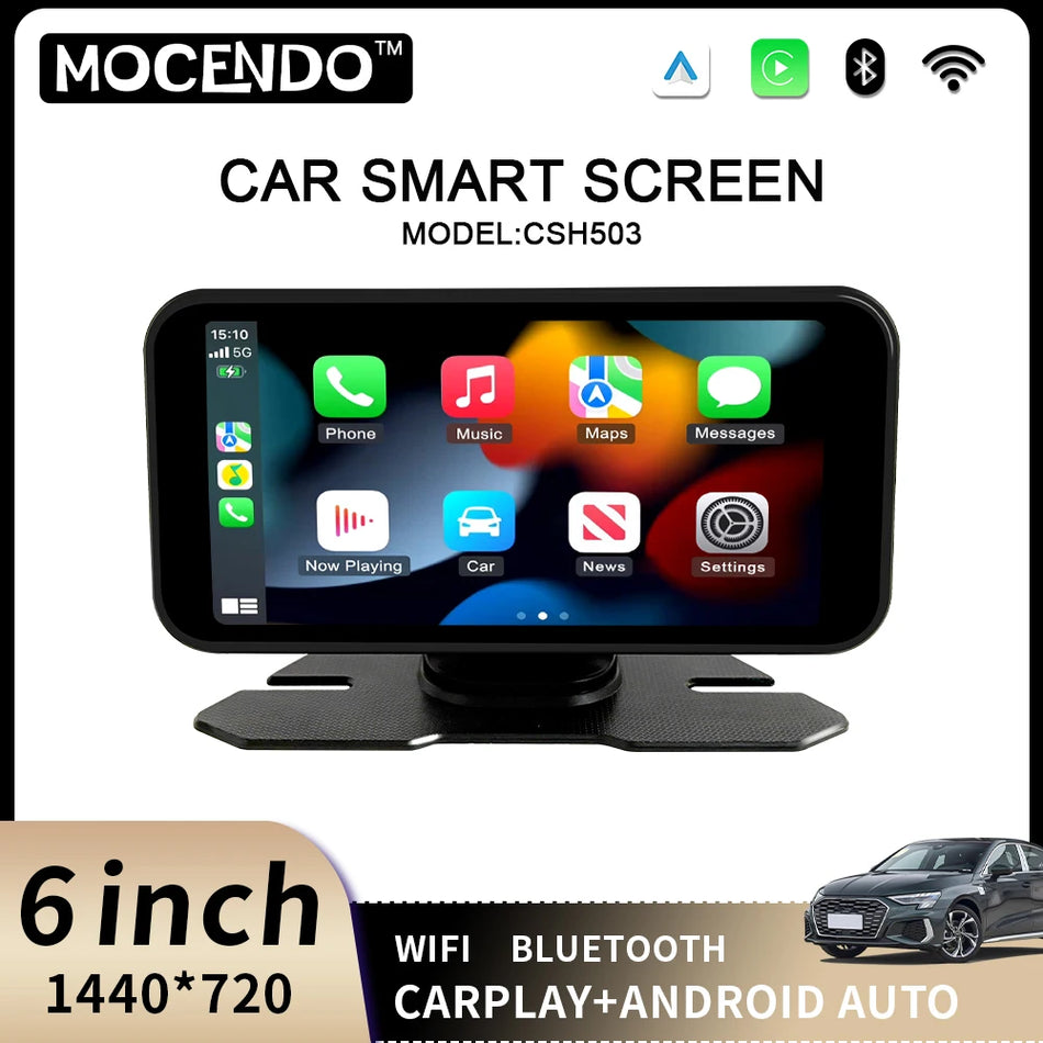 6 palcové univerzální auto rádio s bezdrátovým Carplay Android Auto dotykovým displejem