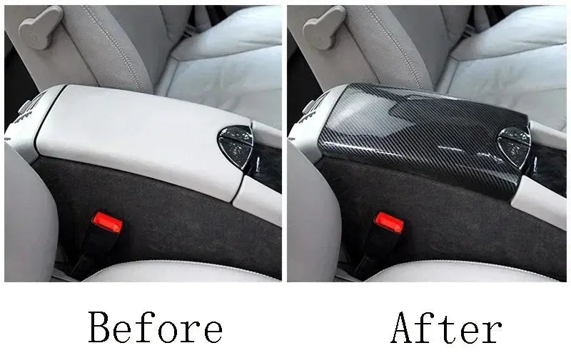 Carbon fiber Car Center Console Lid panel Armrest Box Trim Protective Cover Stickers For Mercedes Benz E class W211 2003-2008 by InterCyprus Trading Ltd