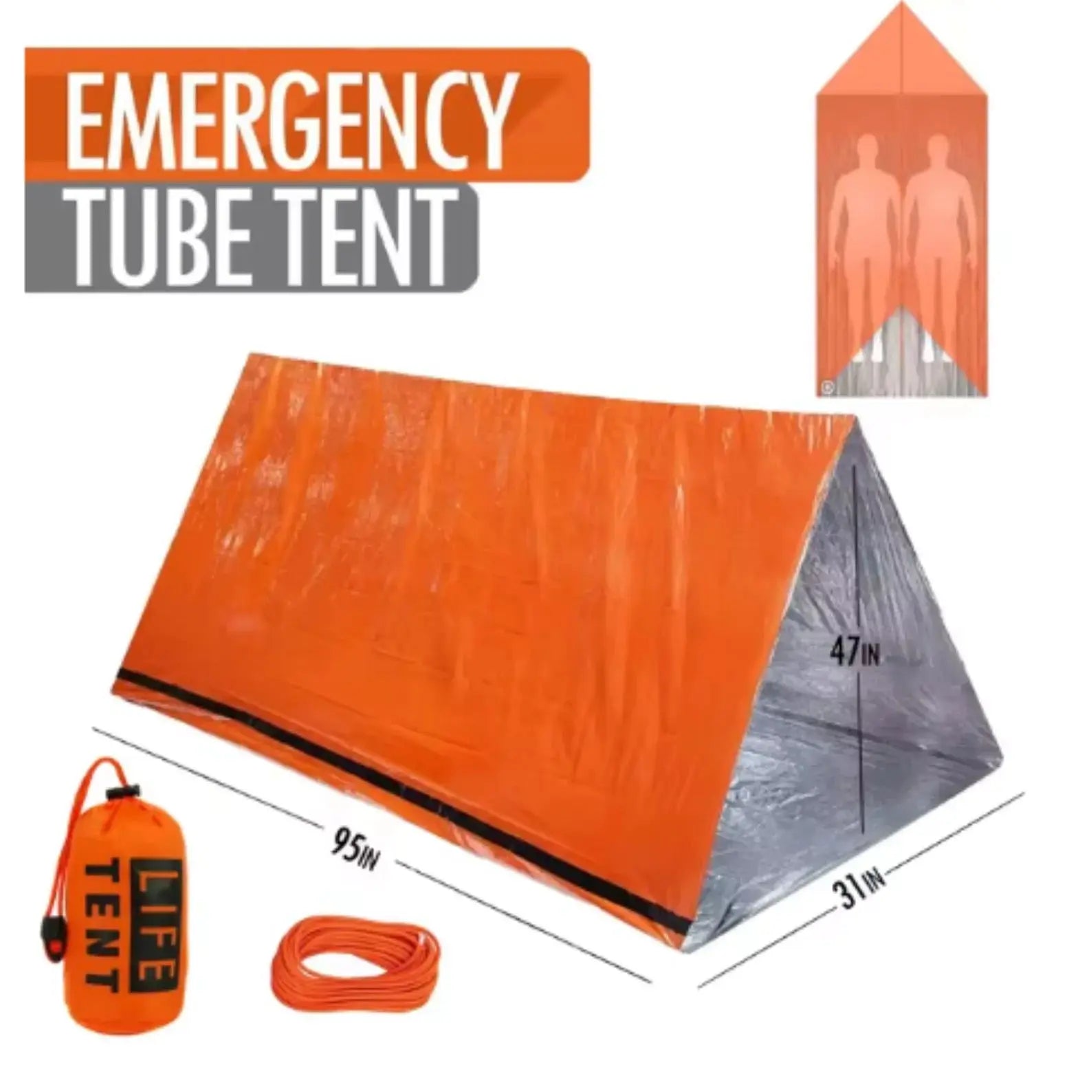 Emergency Tube Tent &ndash; Waterproof Travel Shelter For Family orange
