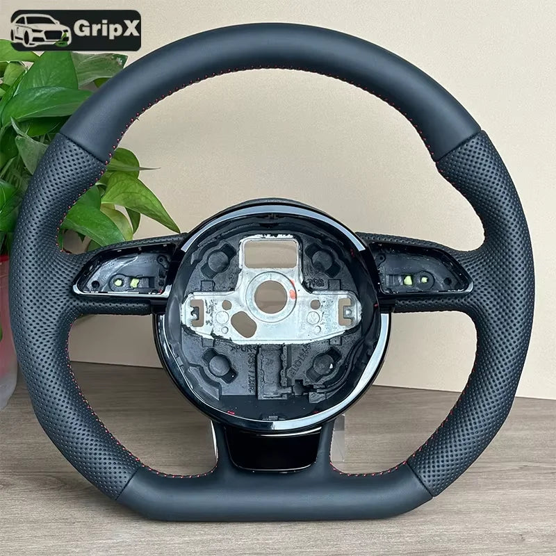 Audi A3 A4 A5 Q3 Q5 Q7 Delikli Tutma Yeri, Düz Alt Kısımlı Deri Direksiyon Simidi