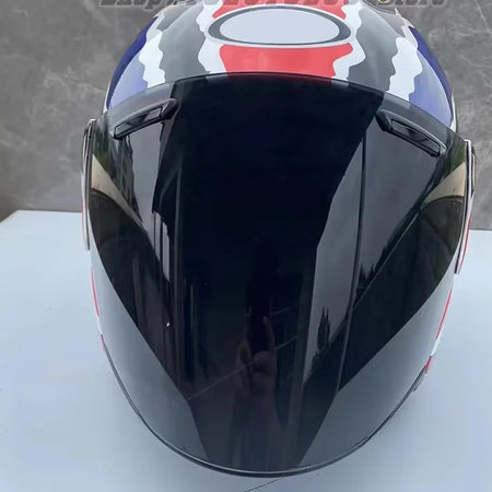 Ram3 Doohan Jubilee Half Helmet for Men and Women - Full Face Motorcycle Safety Black / S