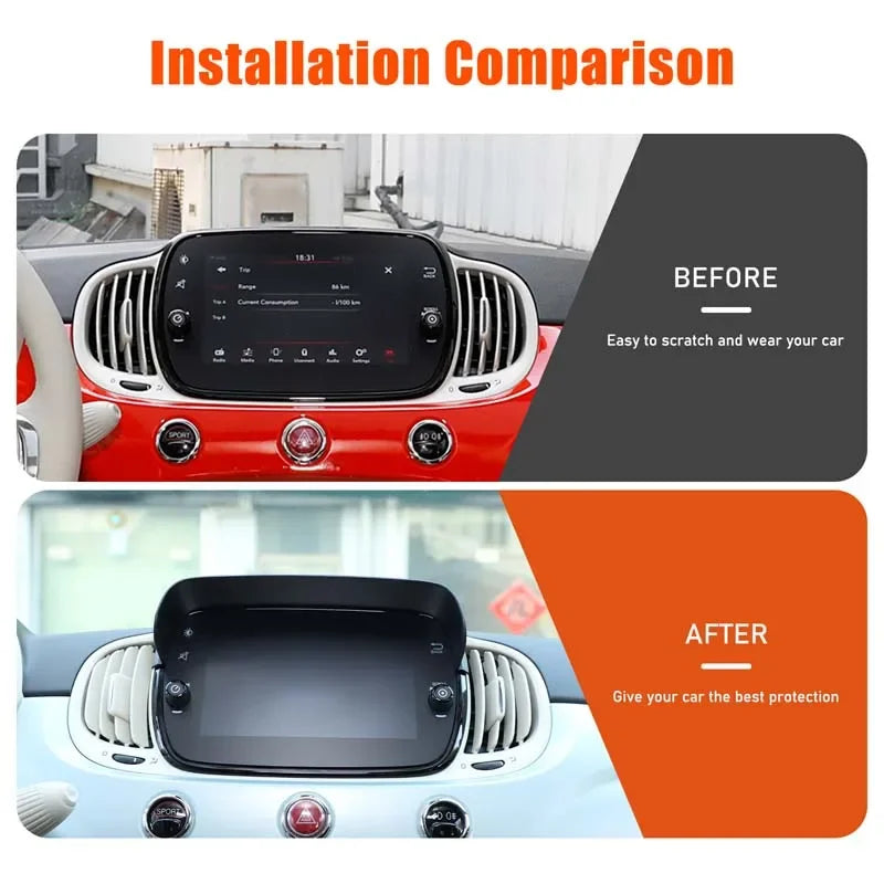 ABS Μαύρο Fiat 500 2016 2025 Προστατευτικό Οθόνης Πλοήγησης Αυτοκινήτου