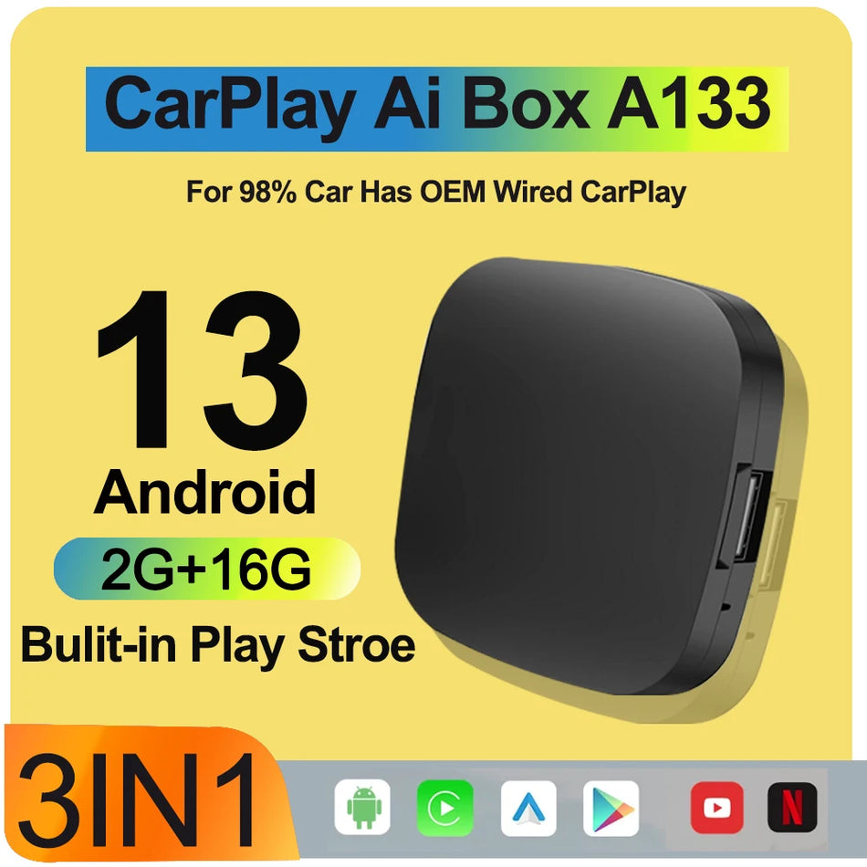 Android 13 CarPlay AI Box with Wireless CarPlay and Android Auto for VW, Ford