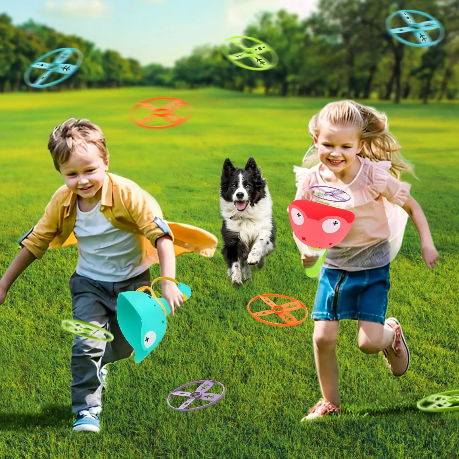 Flying Disc Launcher Toy &ndash; Develops Motor Skills Outdoors