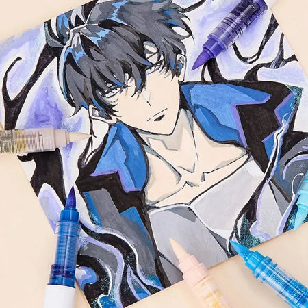 9-Piece Soft Brush Acrylic Marker Pen Set for DIY Hand Drawn Art, Student Graffiti, and Painting - M720