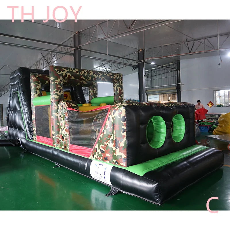 8m Παιδική Εμπορική Φουσκωτή Διαδρομή Εμποδίων Με Τσουλήθρα