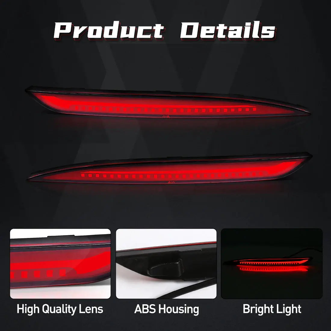 For Tesla Model 3 Model Y 2018 2019 2020 2021 2022 Led Rear Bumper Reflector 3 Functions Brake Light Dynamic Fog Light Red Smoke by InterCyprus Trading Ltd