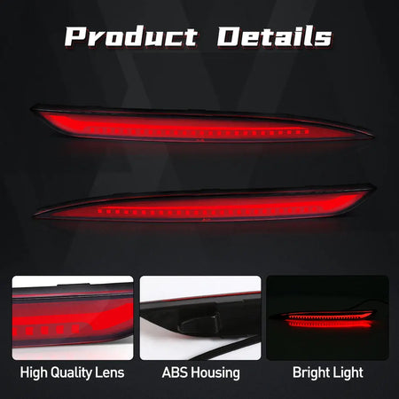 For Tesla Model 3 Model Y 2018 2019 2020 2021 2022 Led Rear Bumper Reflector 3 Functions Brake Light Dynamic Fog Light Red Smoke by InterCyprus Trading Ltd