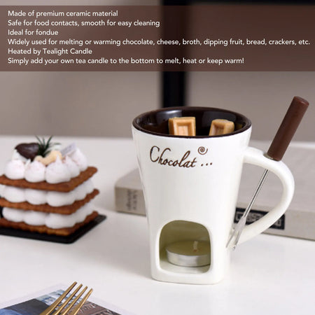 Chocolate Melting Cup Fondue Mug &ndash; Ceramic Butter Warmer