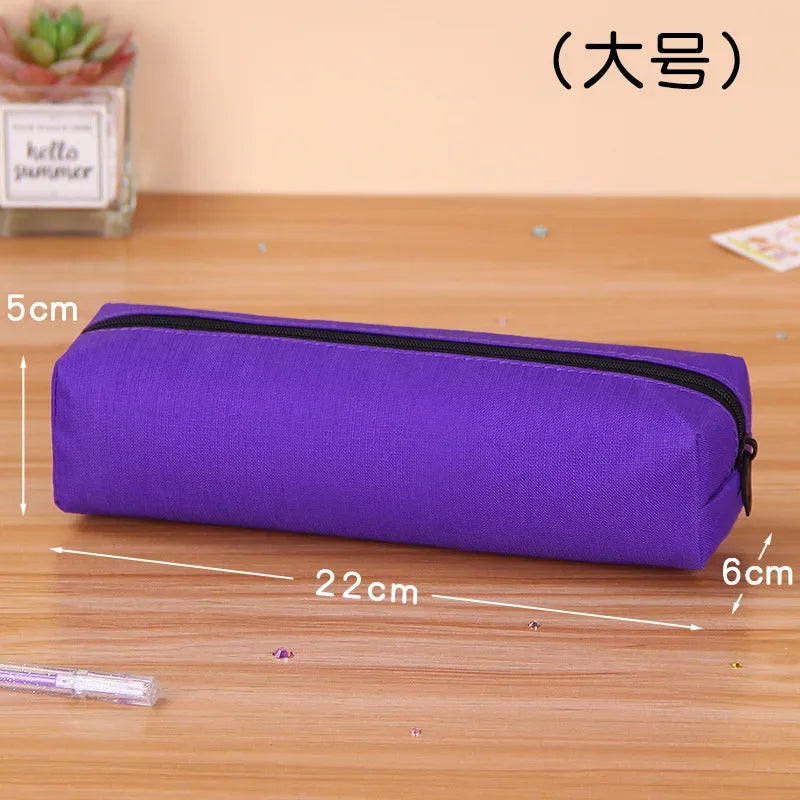 Kawaii Large Capacity Pencil Case - Durable Fabric School Supplies Deep purole