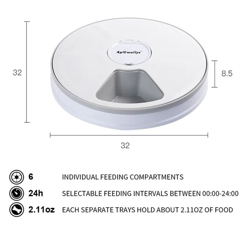 Automatic Pet Feeder Round Timing 6 Meals - Six Meal Timers