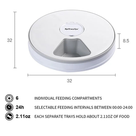 Automatic Pet Feeder Round Timing 6 Meals - Six Meal Timers