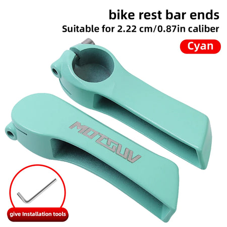 MOTSUV Multicolour Aluminium Bike Rest Handle Bar with Calf Horn Grips Cyan