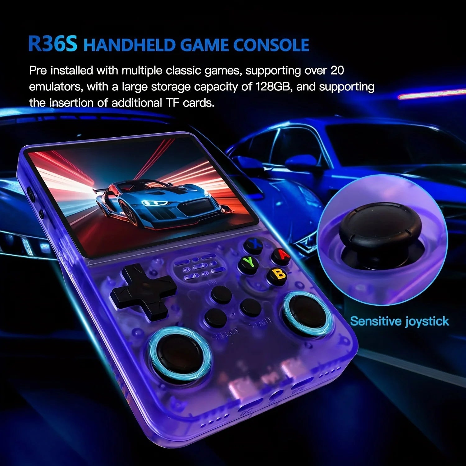 R36S Retro Handheld Video Game Console - 3.5&quot; IPS Screen, 128GB Storage