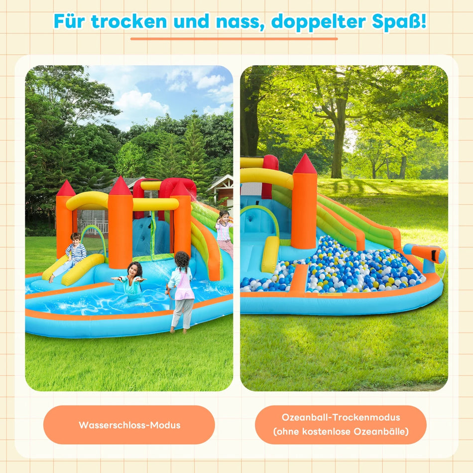 Alt-i-en Børn Oppustelig Slot Hoppehus Med Rutsjebaner