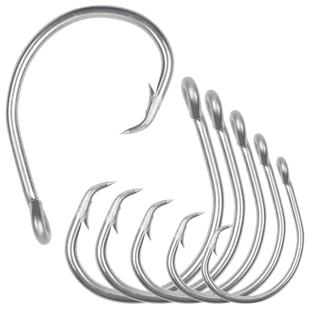 30Pcs Stainless Steel Saltwater Tuna Fishing Hooks | Catfish &amp; Bass Circle Hooks 30Pcs 10-0