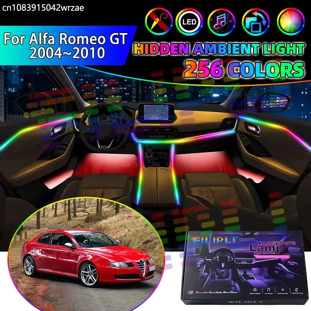 For Alfa Romeo GT 2004~2010 2005 RGB Car Interior Ambient Lights Strips Breathing Lighting Kit App Control LED strips Auto Parts by InterCyprus Trading Ltd