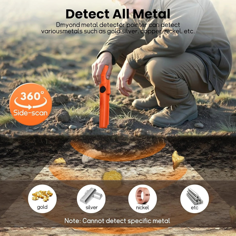 Handheld Metal Detector With Sensitive Pinpointer And Led Bracelet