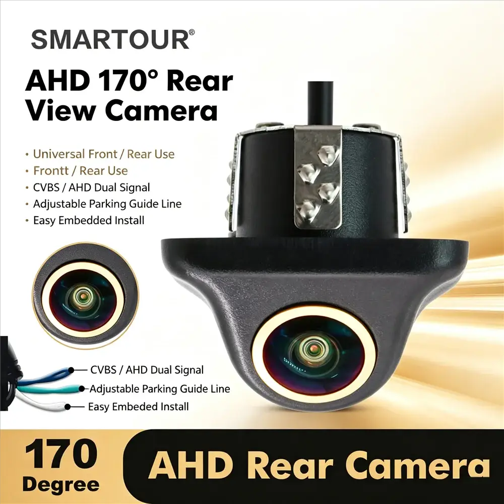 SMARTOUR Drill Mount AHD 720P Car Reversing Camera Wide Angle IP68 Waterproof CVBS NTSC Front Rear Switchable Parking Camera by InterCyprus Trading Ltd