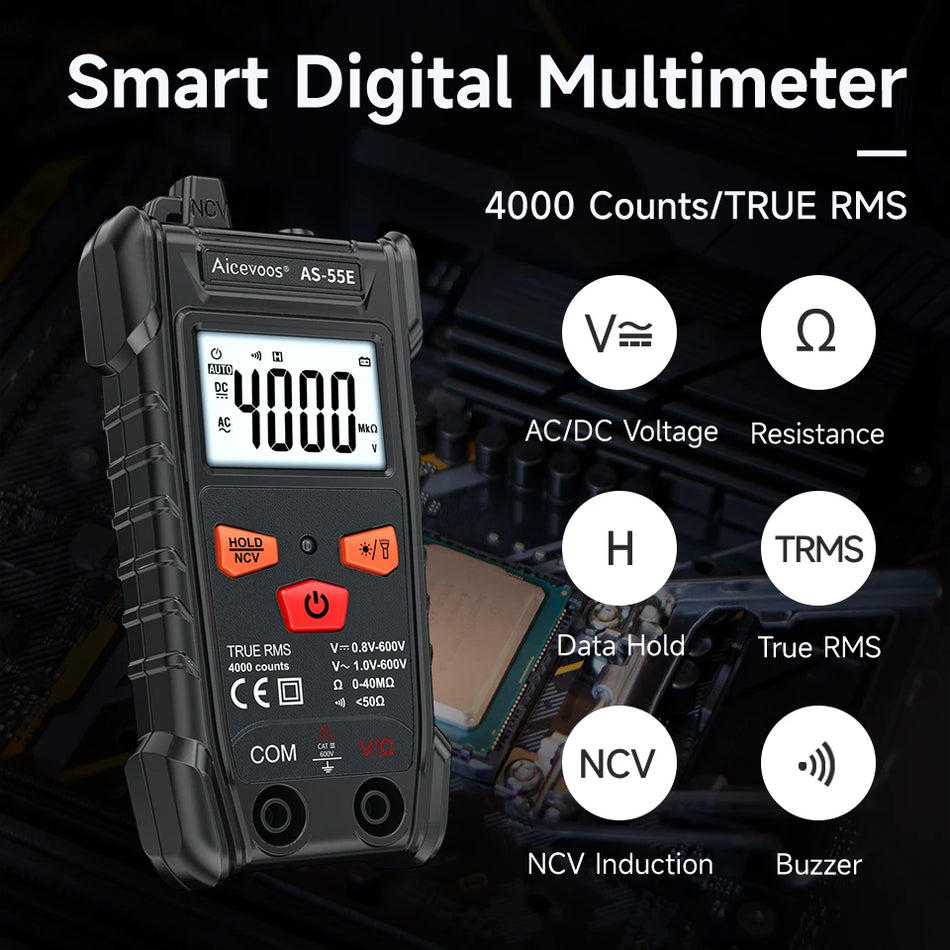 Aicevoos AS-55EB Automatic Smart Digital Multimeter &ndash; True RMS Auto Range Voltage Tester