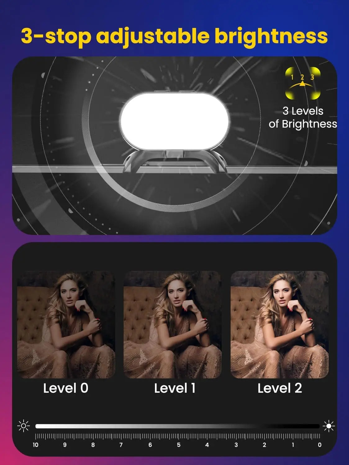 AOCHUAN Mini RGB Magnetic Fill Light &ndash; 3-Stop Brightness with 7 Color Adjustment