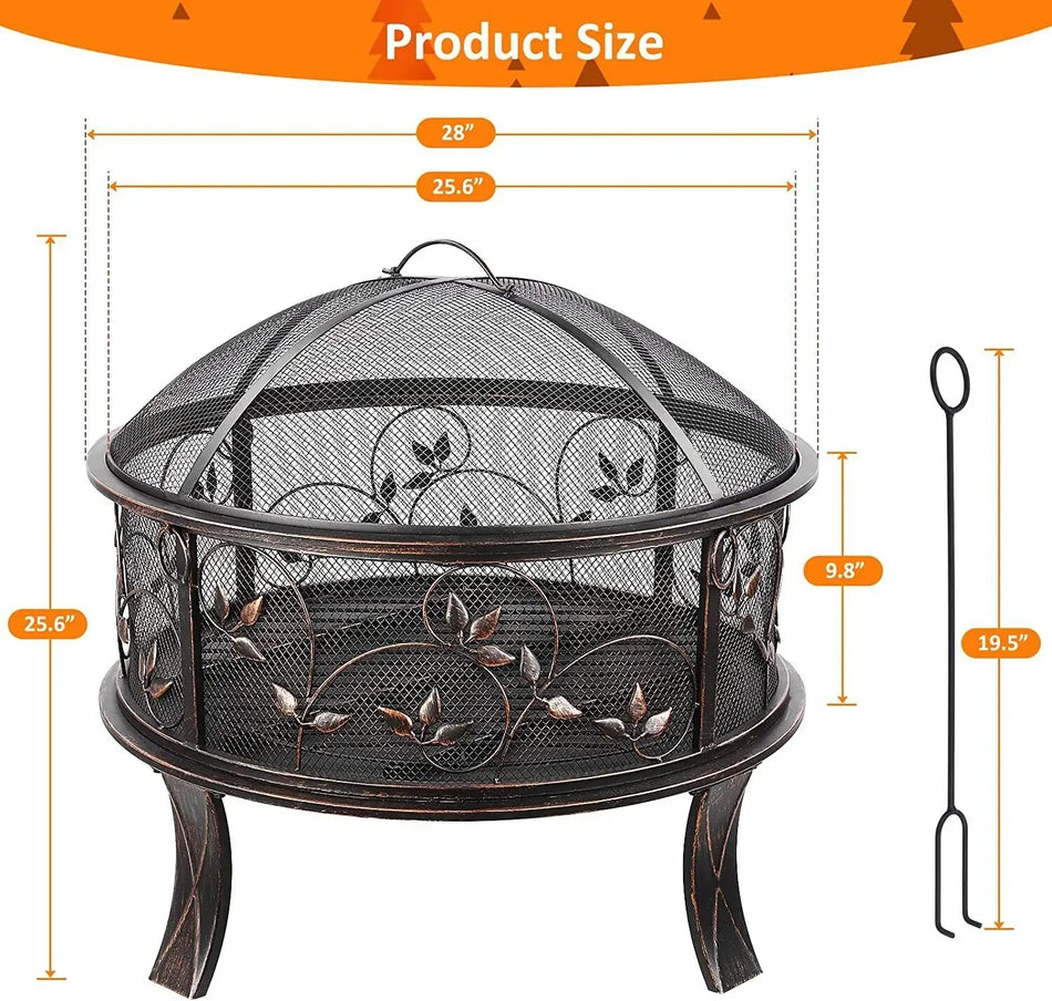 Vuurkommen Vuurmand Met Vonkenbescherming 71cm Houtskoolrooster